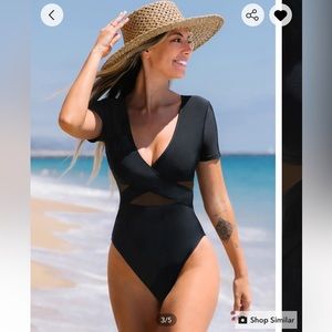 CUPSHE mesh one piece black swimsuit NWT